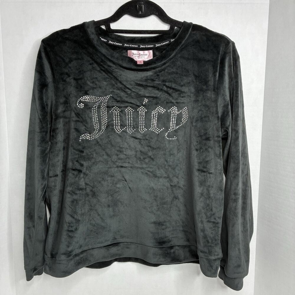 Juicy Couture Long Sleeve Black Sleepwear Shirt Medium Bling “Juicy” Soft
